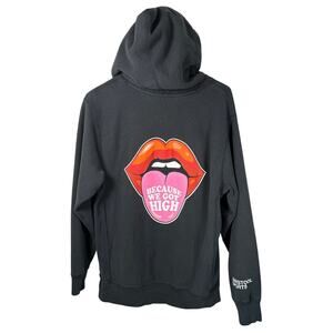 Barstool Sports Black Because We Got High Graphic Cotton Hoodie Unisex Large